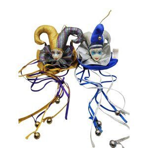 Brinns Collection Jesters Clown Face Ornaments Set Of 2 Collectible Edition
